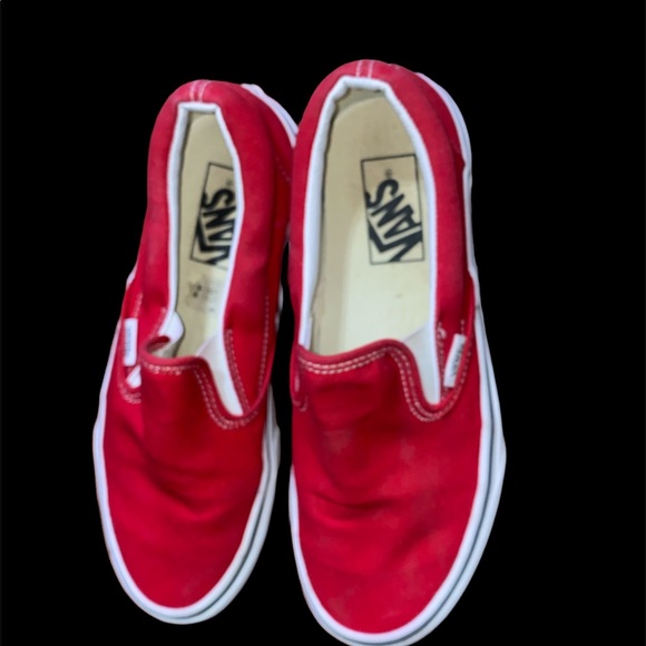 Vans Shoes - CUTE Slip on red VANS SIZE men 6.5 women size 8